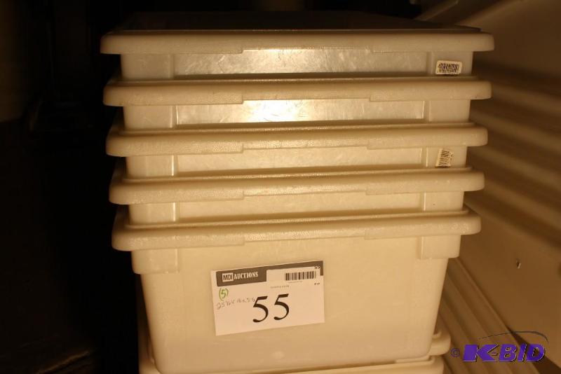 lot 55 image: Lot of (5) plastic bins. 25 12" x 18&qu...