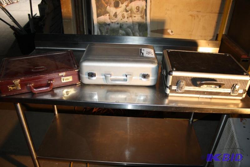 lot 58 image: Lot of (3) suitcases (1) Red Leather Case wi...