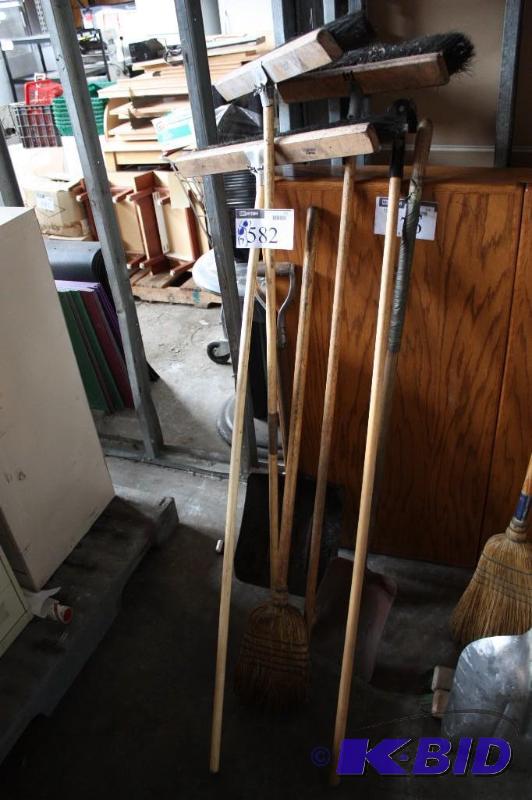 lot 582 image: Lot of (7) Including (3) Push Brooms, (2) br...