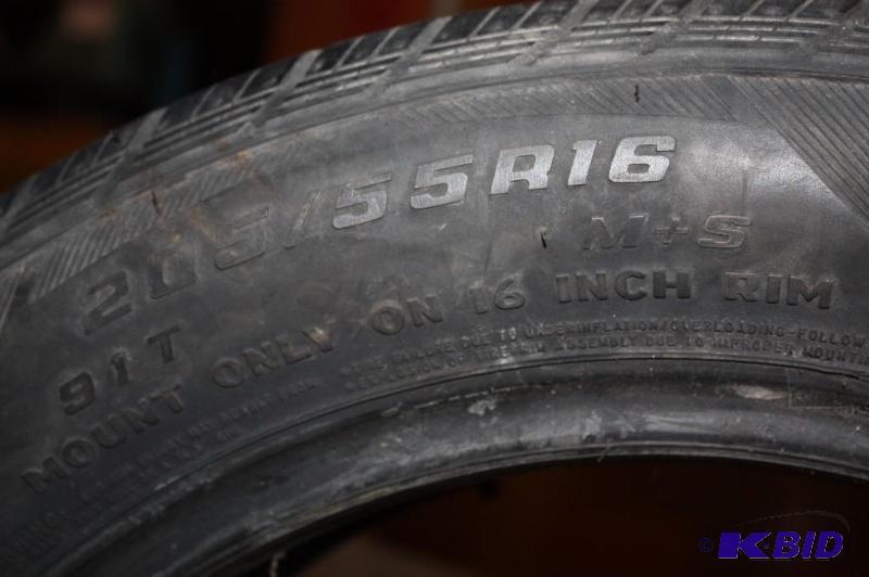 lot 592 image: Lot of (2) tires 20555R16 for 16" Rim...