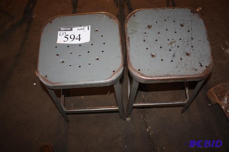 lot 594 image: Lot of (2) Vintage Industrial Age Work Stools...