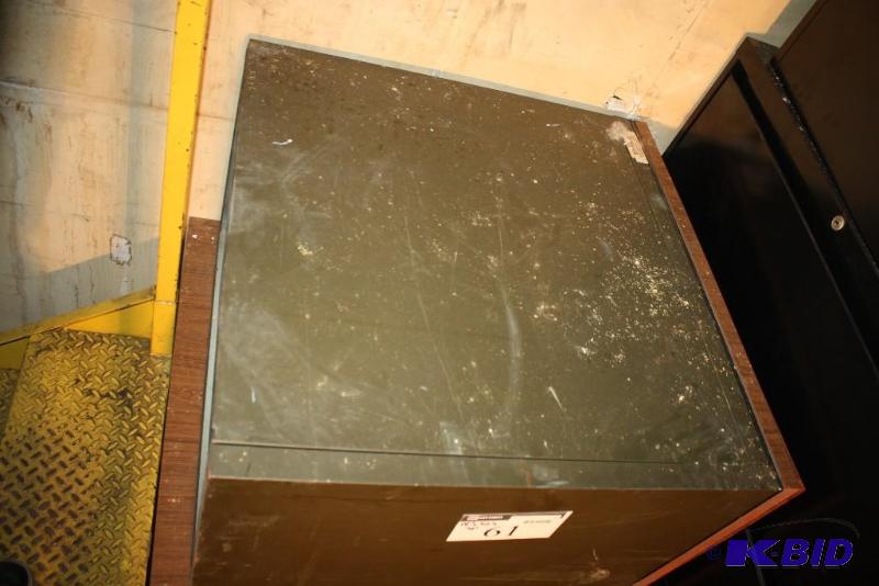 lot 61 image: Metal filing cabinet two drawers tan. 18&qu...