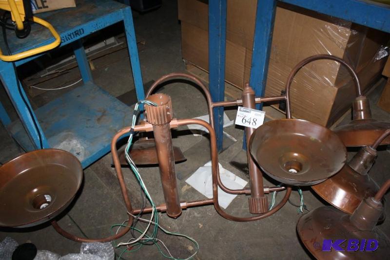 lot 648 image: Lot of (2) metal light fixtures 58 12"...