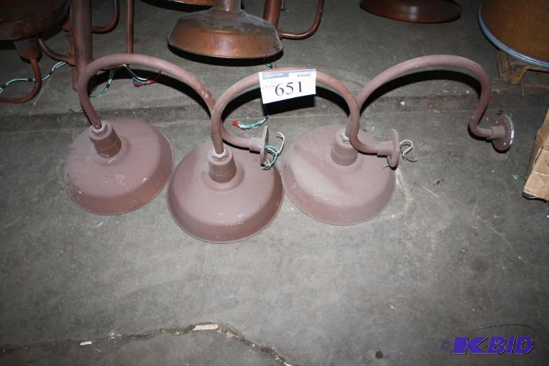 lot 651 image: Lot of (3) metal light fixtures 20 12"...
