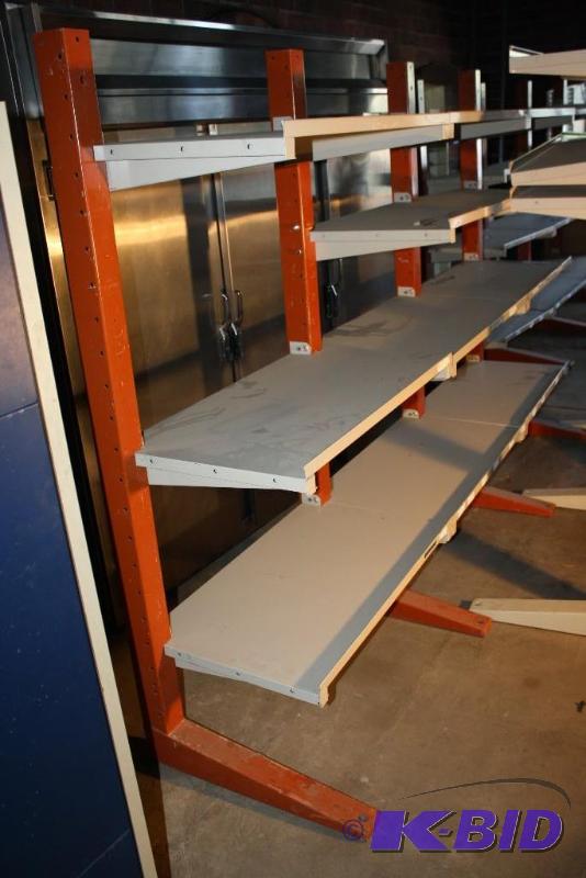 lot 67 image: Metal Cantilever Storage Shelving Racks, 4 ad...