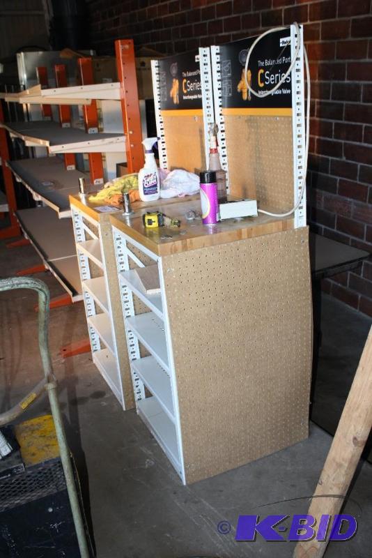 lot 68B image: Practically new work bench with 4 metal shelv...
