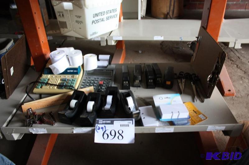 lot 698 image: Lot of (29) office supplies including tape ro...
