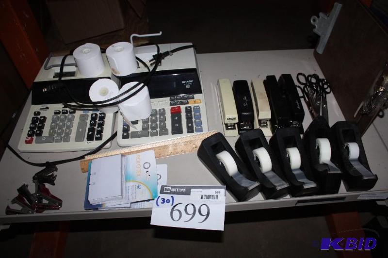 lot 699 image: Lot of (30) office supplies including tape ro...