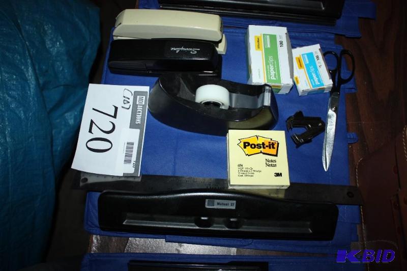 lot 720 image: Lot of (10) office supplies including tape ro...