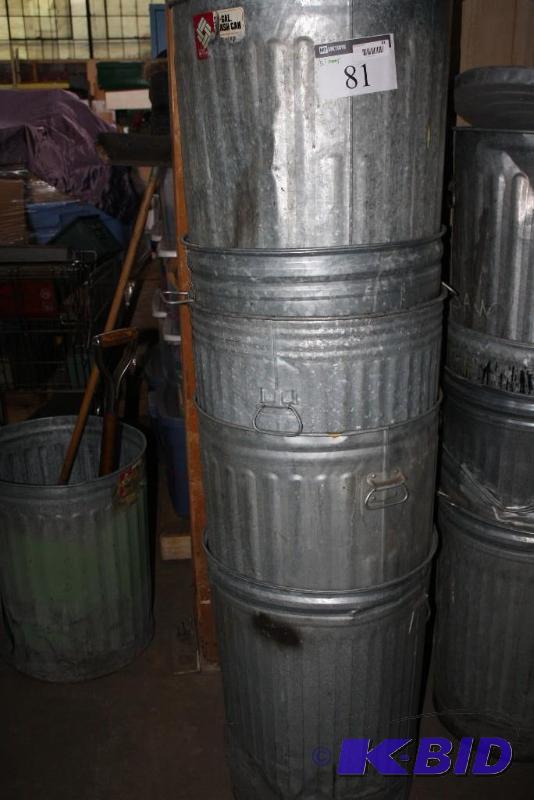 lot 81 image: Lot of (5) 30-gal metal trash cans....