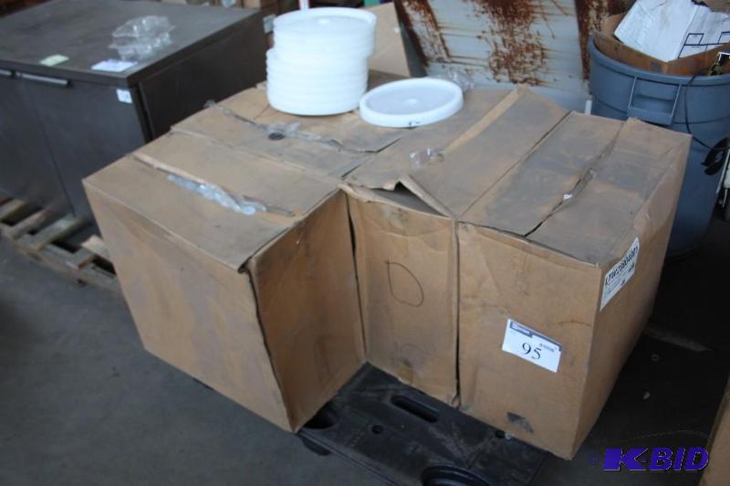lot 95 image: Box lot of (5) plastic bucket lids....