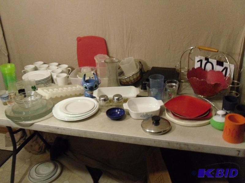 lot 104 image: Lot of Kitchen Items. White Dessert Plate and...