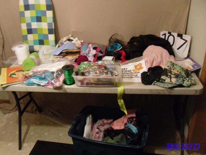 lot 107 image: Lot of Craft Items. Yarn, Mini Ironing Board,...