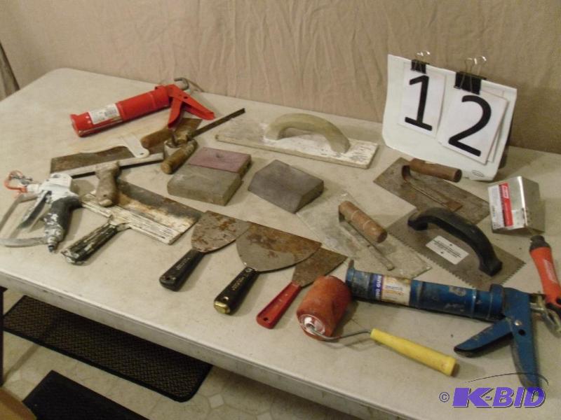 lot 12 image: Lot of Assorted Drywall and Masonry Tools. &n...