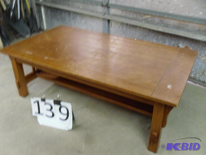 lot 139 image: Large Wood Coffee Table. Measures 50" x ...