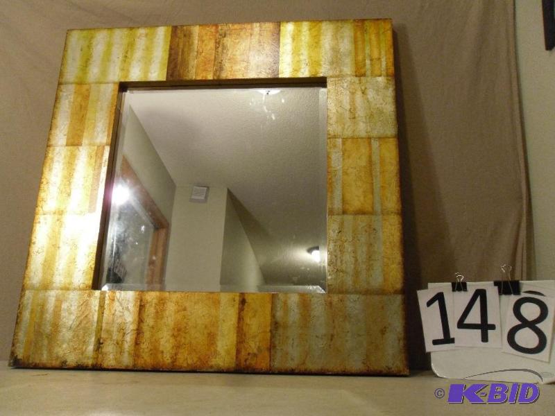 lot 148 image: Beautiful&nbspLarge Square Framed Mirror. Me...