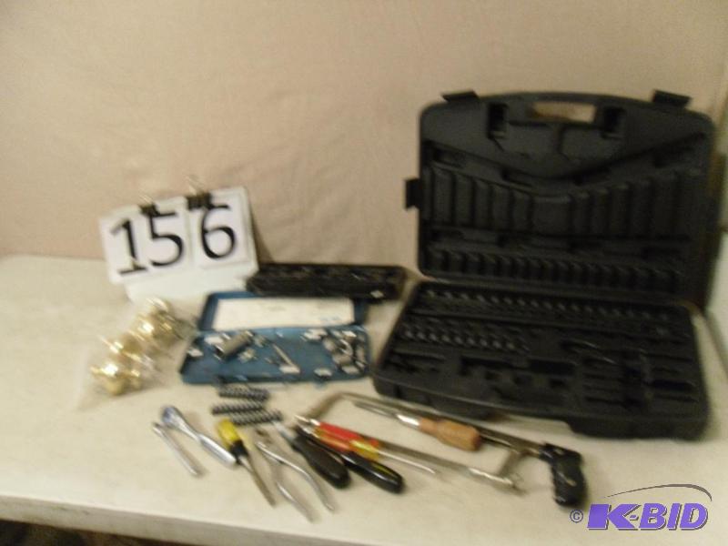 lot 156 image: Misc tools, sockets, Craftsman ratchet, screw...