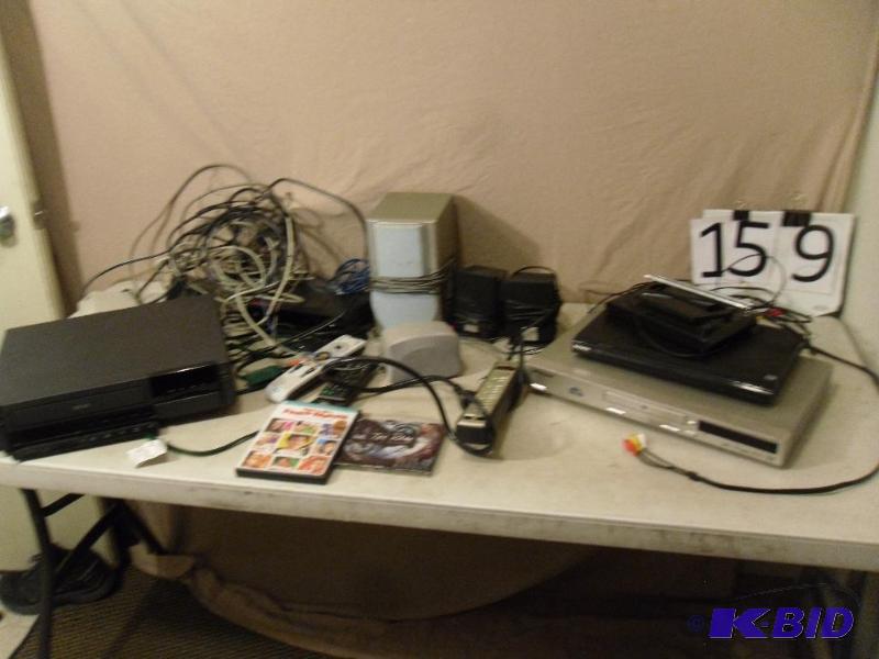 lot 159 image: Assorted electronics, DVD players, speakers, ...