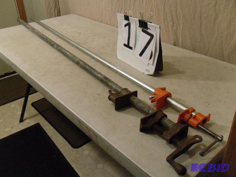 lot 17 image: Lot of 2 Pipe  Bar Clamps. Approximately 5 ...