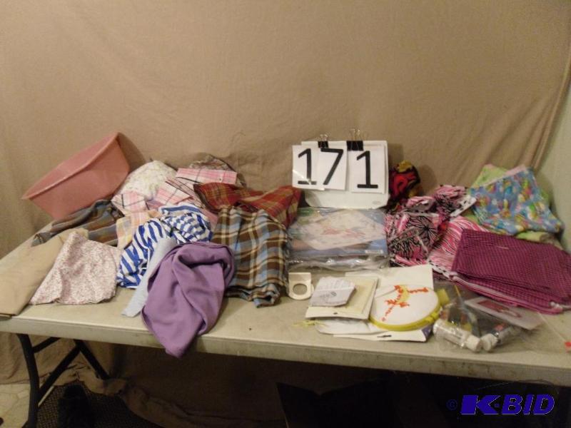 lot 171 image: Lot of Craft Items. Fabric, Paint, and More. ...