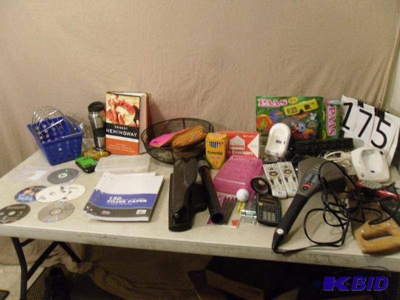 lot 175 image: Electronics and office items. PS3 game, DVDs...