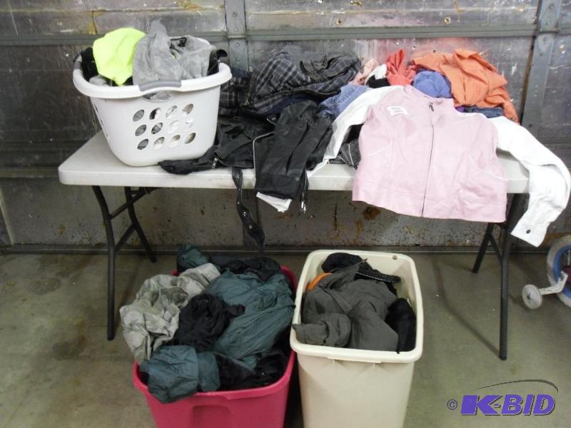 lot 191 image: Large Lot of Men and Womens Clothing. Leather...