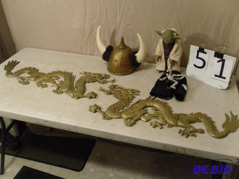 lot 51 image: Bronze Dragon Wall Hangings (Made in Korea),...
