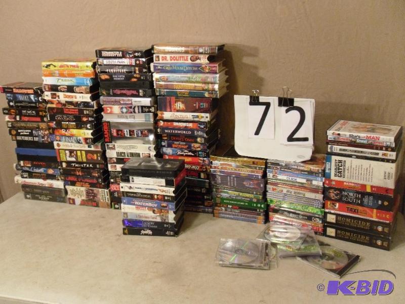 lot 72 image: Large Lot of Assorted DVDS and VHS Tapes. TV ...