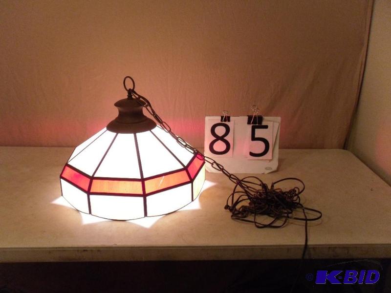 lot 85 image: Beautiful Stained Glass Hanging Light Fixture...