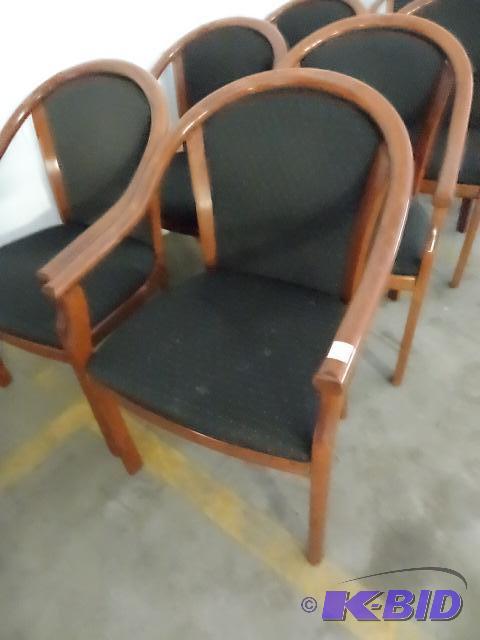 6 matching wood framed side chairs...