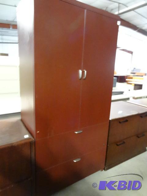 Wood cabinet with 2 lateral file drawers and ...