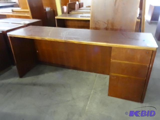 Wood 3 Drawer Desk. 72 x 20 x 28...