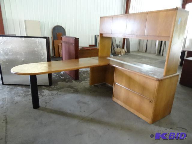L Shaped Office Desk with Ligfhted Hutch. 3 p...