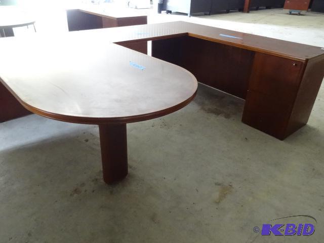 U Shaped 3 pc. Desk. 2 Drawer with Lock and K...