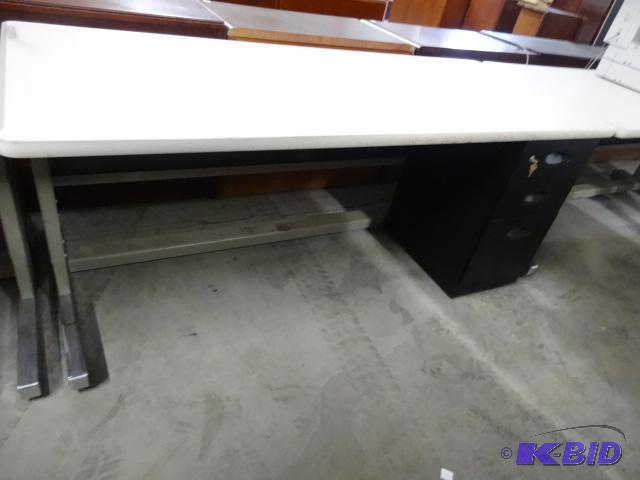 72 x 29 x 30 metal framed table with 3 drawer...