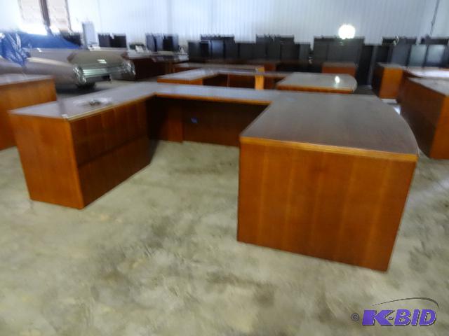 U shaped 3 piece office desk. Lateral file an...