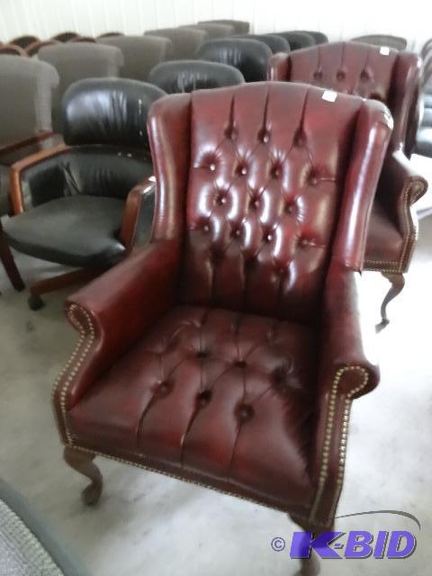 Wood framed leather chair....