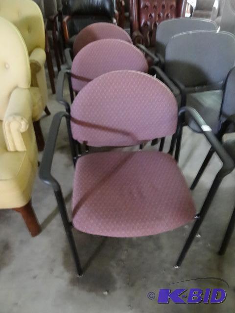 3 matching metal framed side chairs...