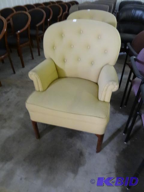 Wood framed cushioned chair. Arm will need a ...