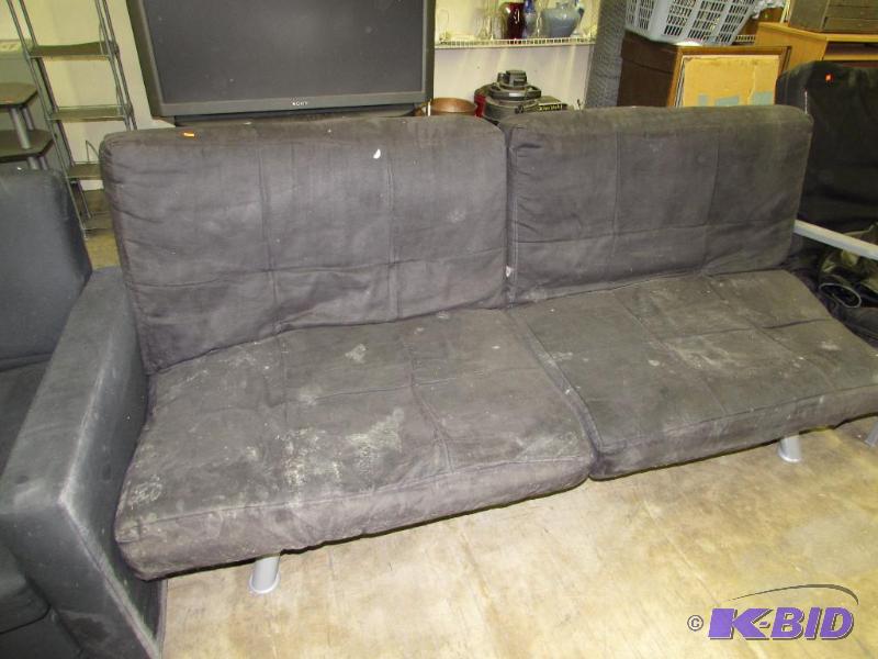 Black Futon couch with metal frame...