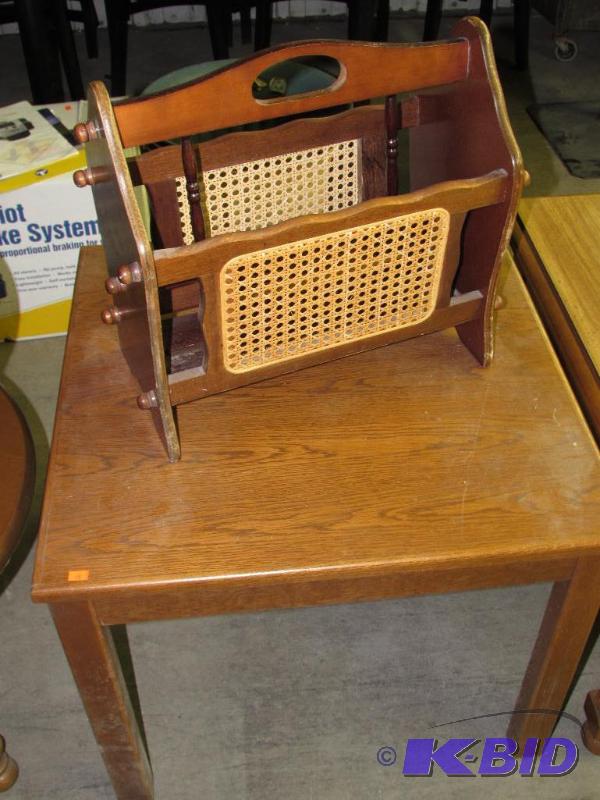 wood side table and coffee table, and magazin...