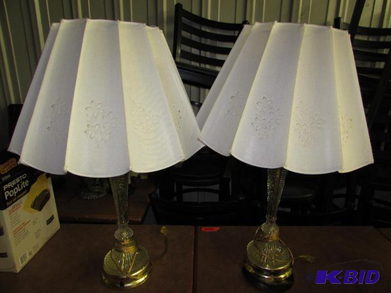 Pair of Lamps, Glass Bases...