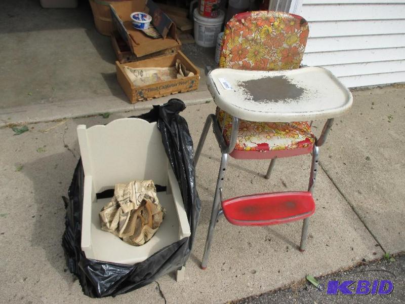 antique high chair and potty chair...