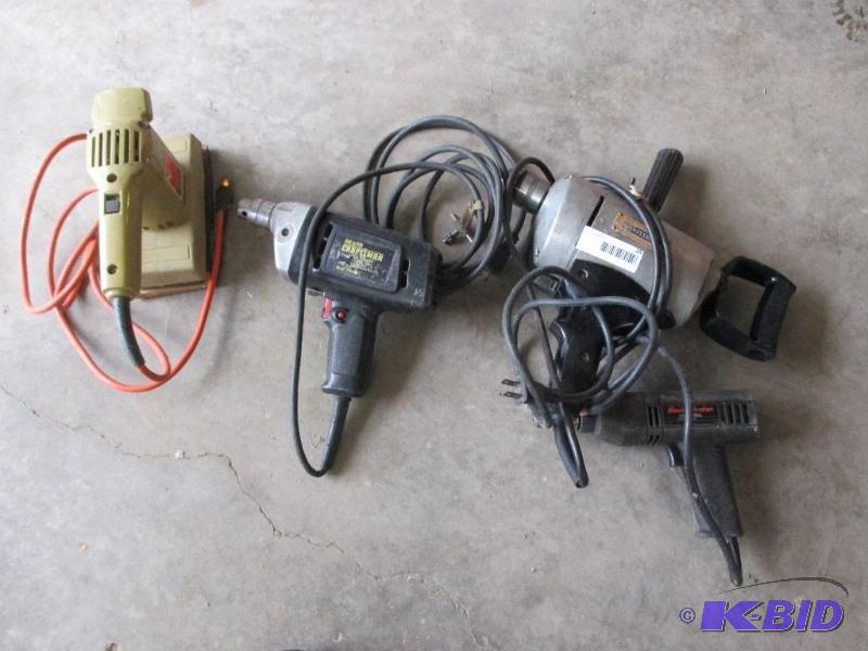 3 drills and sander...