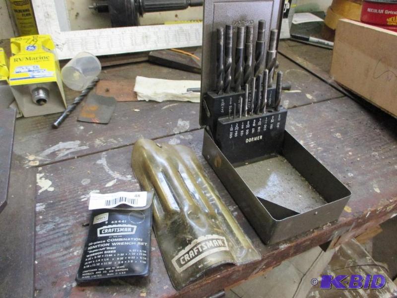 wrench set, punch set and drill bits...