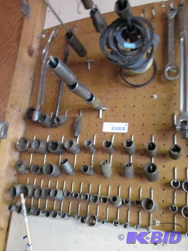misc sockets on peg board...