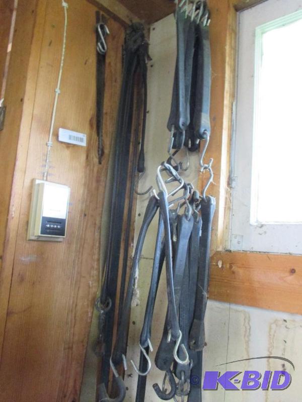 bungee cords, rope and chains hanging on the ...