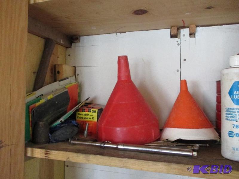 contents of shelf in garage...