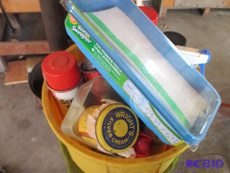 box of household cleaners...