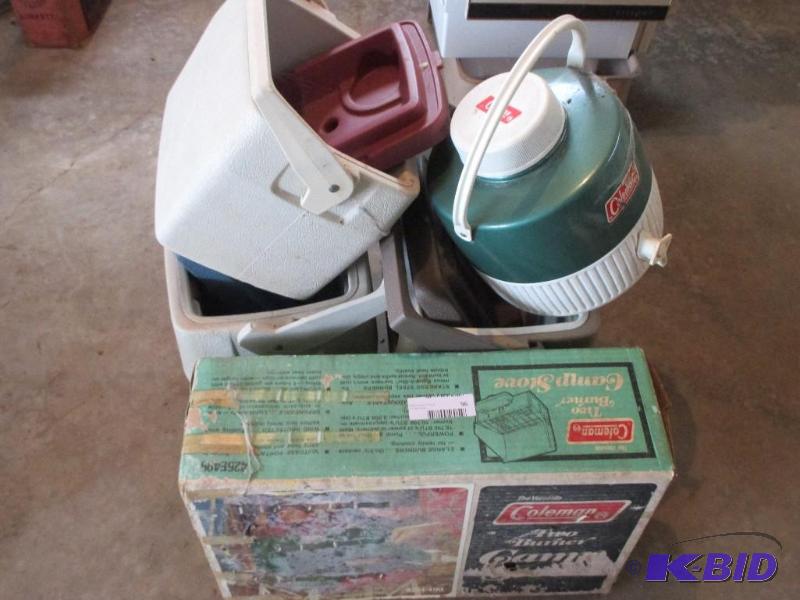 camping stove and coolers...